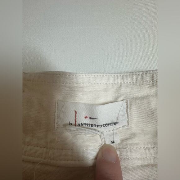Anthropologie Twill Cream Straight Boyfriend Fit Canvas Size 32/ 14 EUC Ankle - Picture 6 of 7